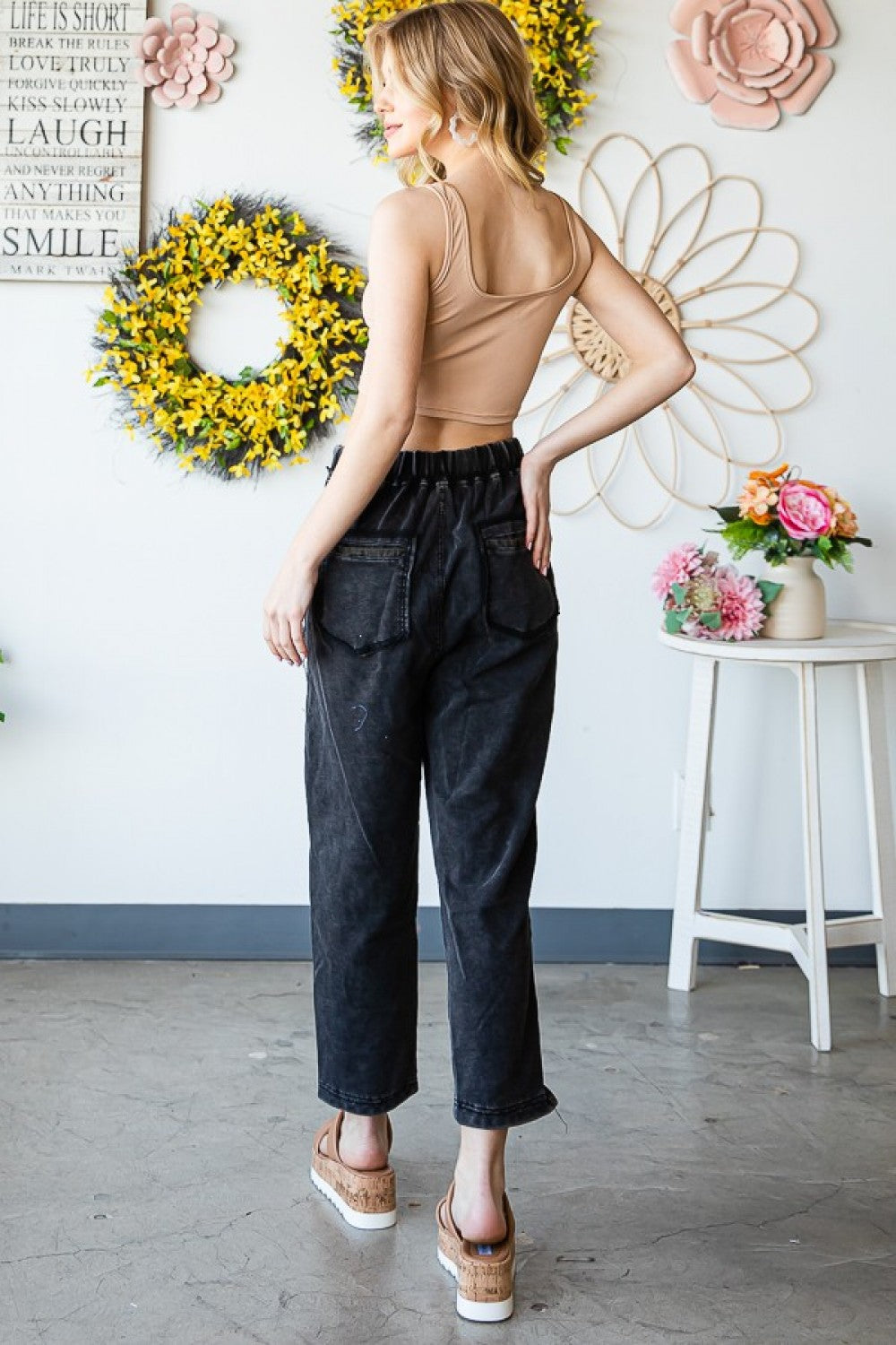 Oli & Hali Washed Side Cheetah Print Tape Sweatpants Pants