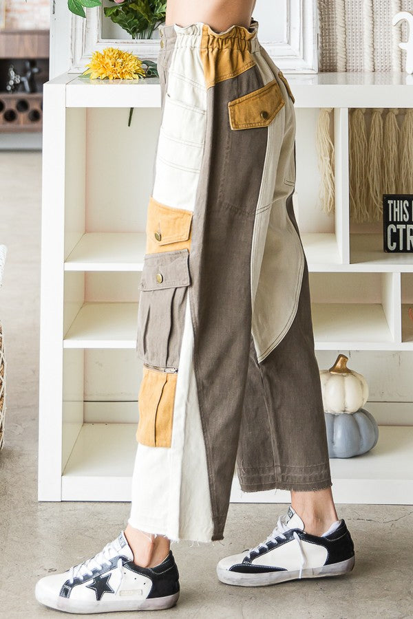 Oli & Hali Washed Color Block Cargo Pants