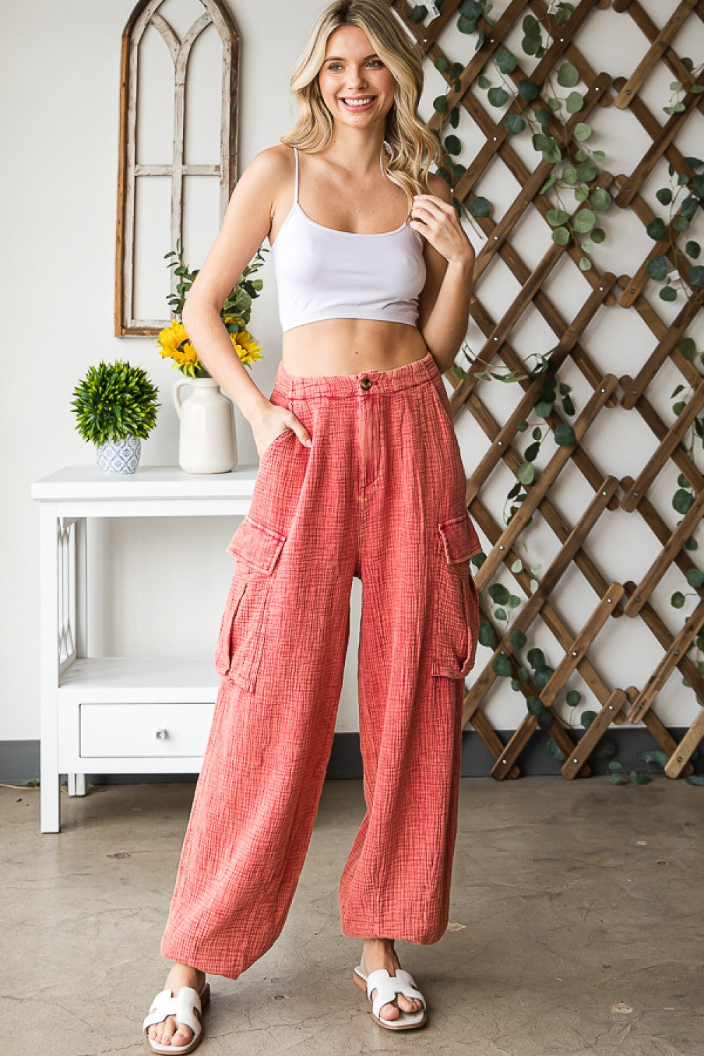 Oli & Hali Washed Baggy Cargo Relaxed Fit Pants