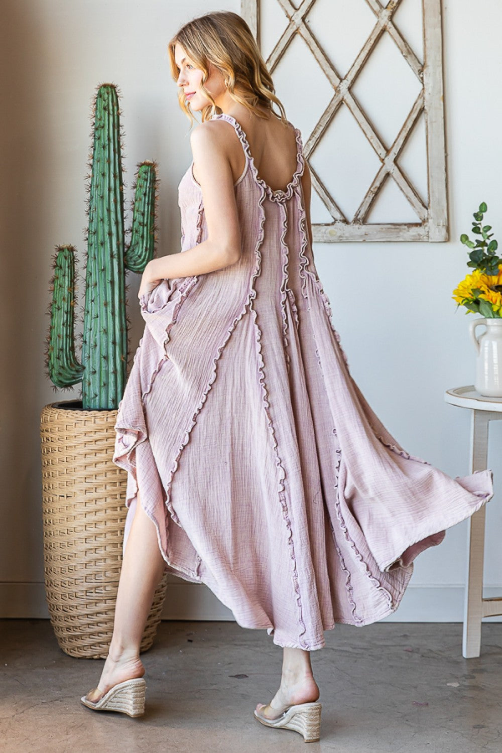 Oli & Hali Washed Ruffle Seam Detail Maxi Dress