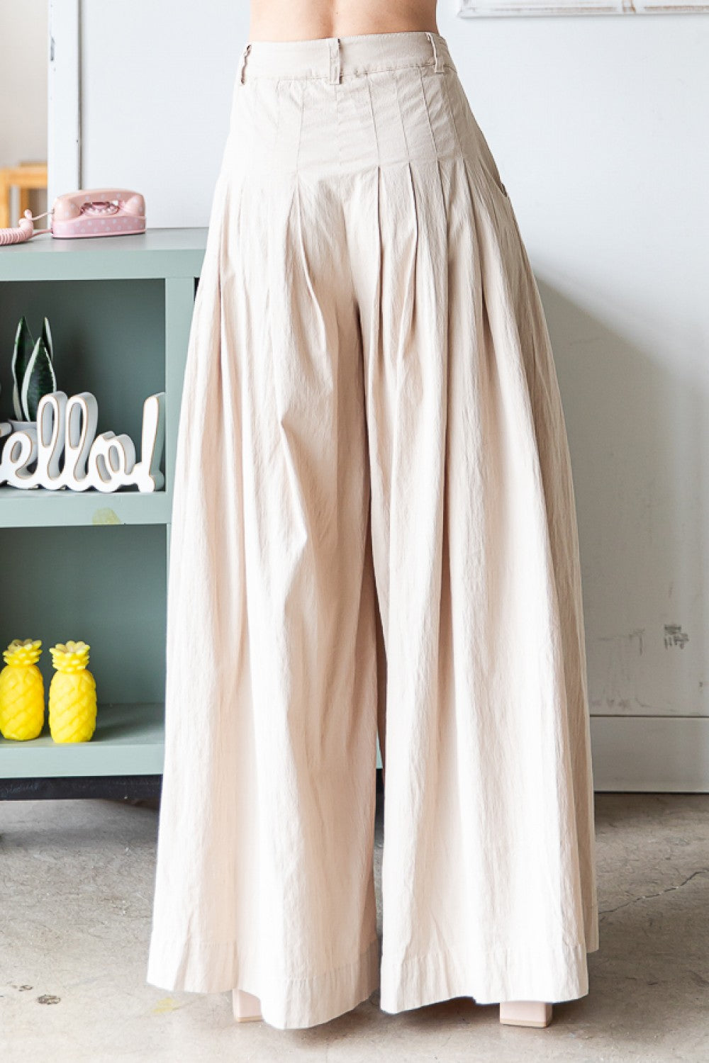 Oli & Hali Washed Pleated Wide Leg Pants