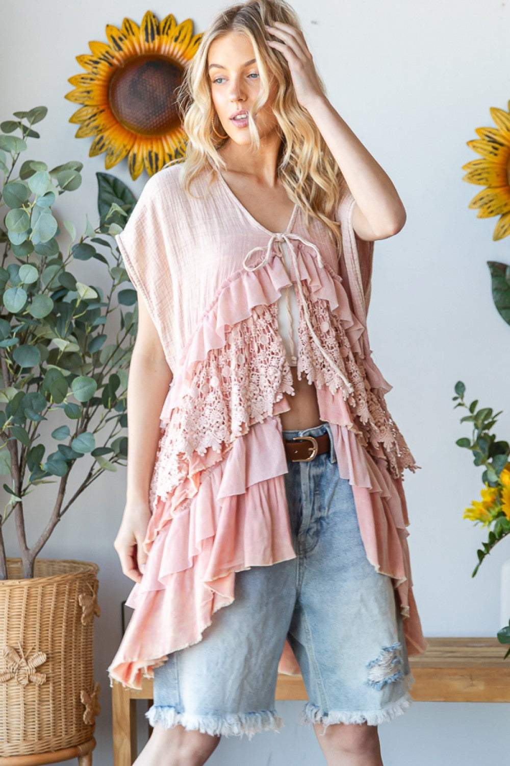 Oli & Hali Washed Tiered Ruffle Vest Top