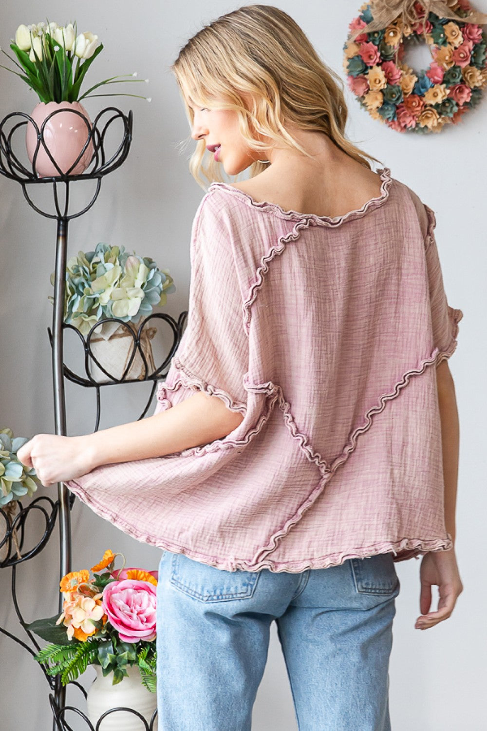 Oli & Hali Washed Double Gauze Over Sized Woven Top