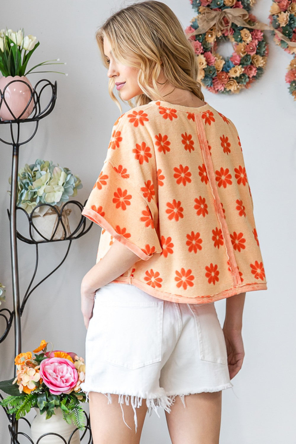 Oli & Hali Daisy Print Terry Top