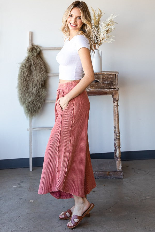 Oli & Hali Mineral Washed Elastic Waist Wide Leg Pants