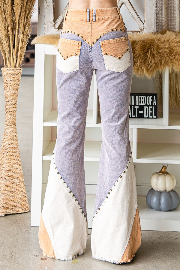 Oli & Hali Corduroy Colorblocked Bootcut Pants