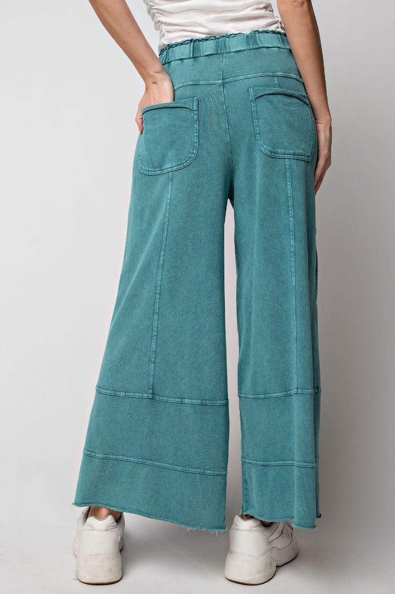 Easel Plus Mineral Washed Terry Knit Exposed Seam Pants