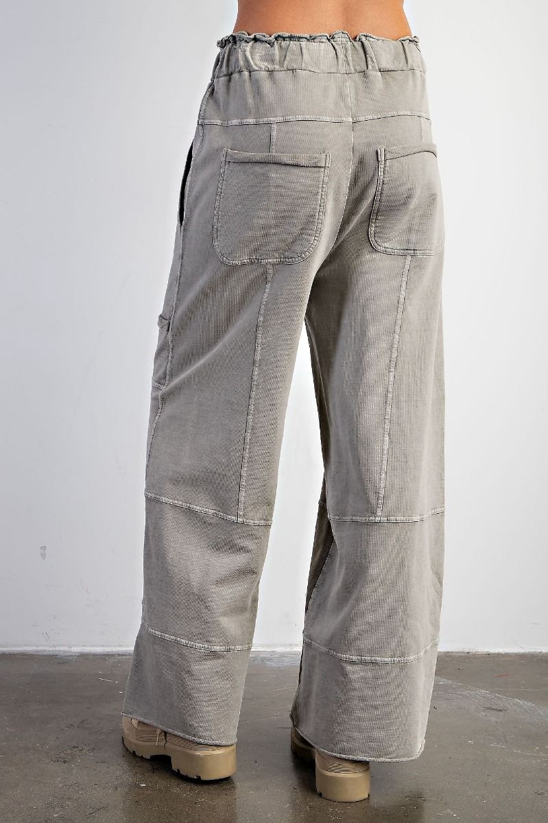 Easel Plus Washed Terry Knit Cargo Sweatpants Pants