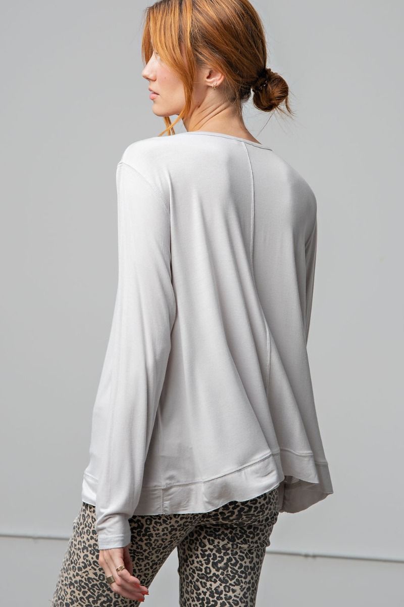 Easel Plus Long Sleeves Boxy Knit Loose Fit Tops