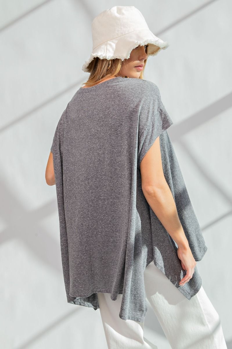 Easel Plus Cotton Melange Oversized Tunic Tops