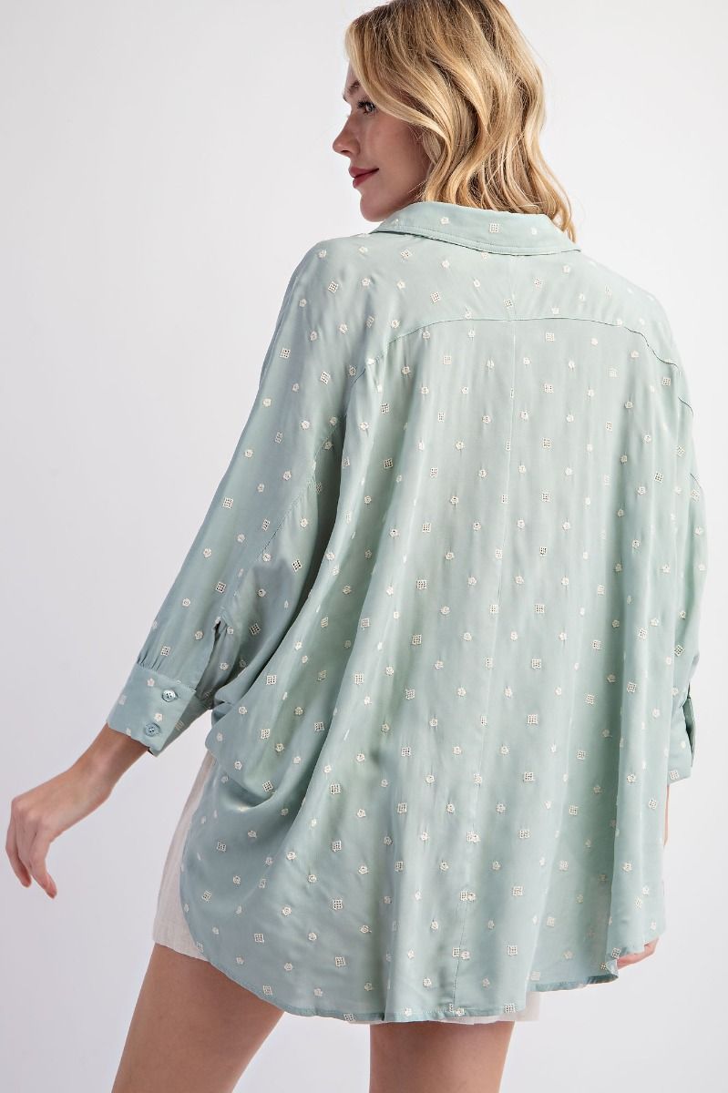Easel Plus Embroidery Challis Loose Fit Shirt Tops