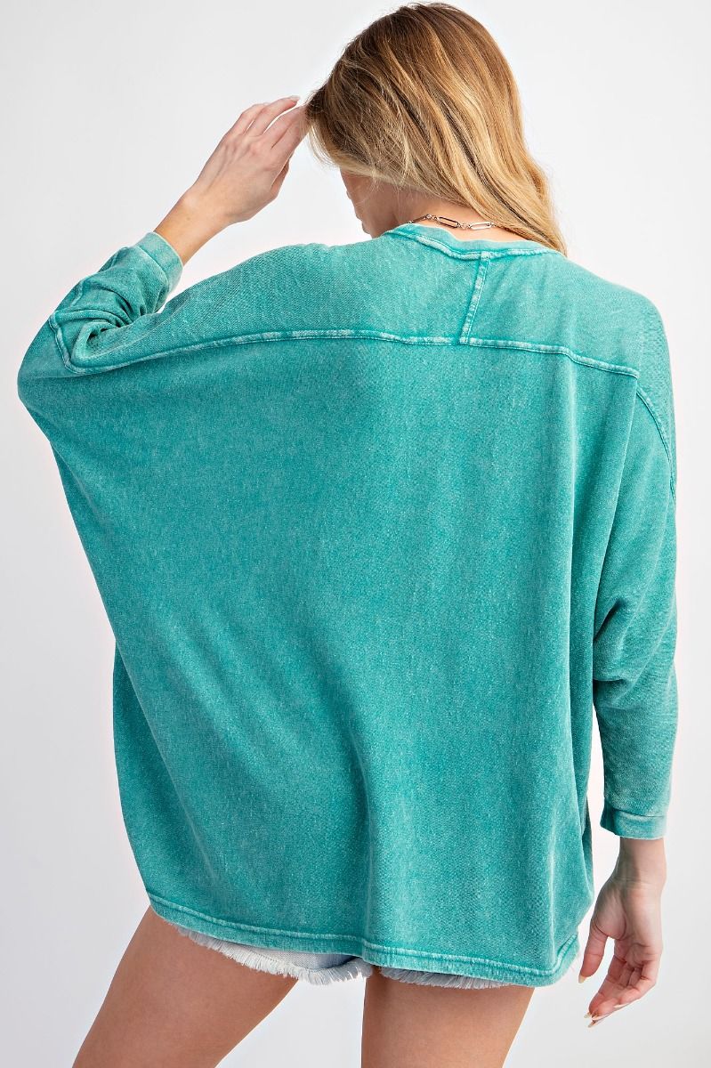 Easel Plus Washed Cotton Jersey Dolman Sleeves Loose Fit Tops