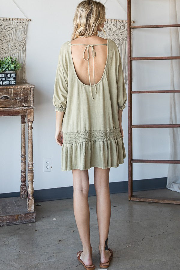 Oli & Hali Mineral Washed Smocking Hem Top