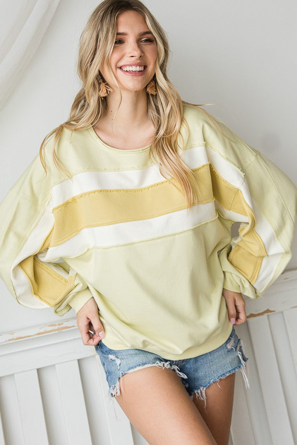 Oli & Hali Color Block Detail Loose Fit Knit Top