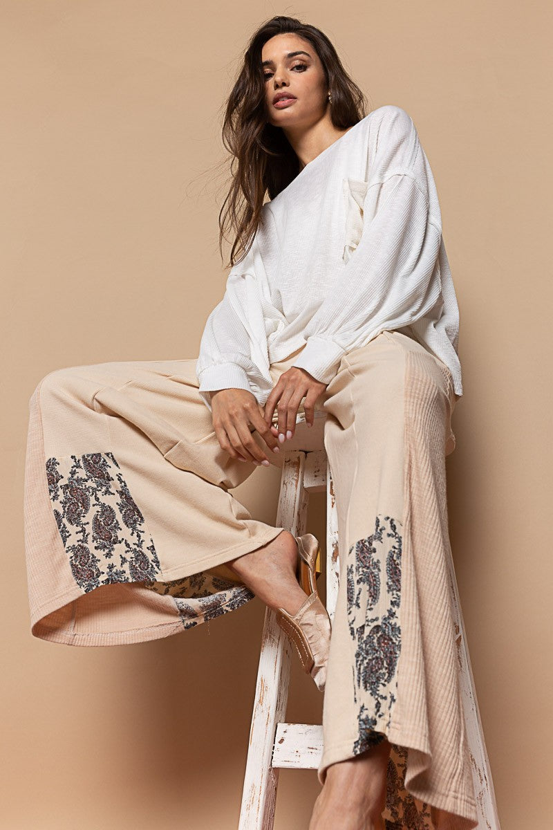 POL Vintage Washed Pocket Detail Balloon Sleeve Top