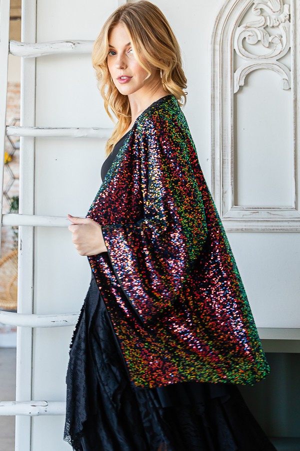 Oli & Hali Open Front Sequin Kimono Jacket
