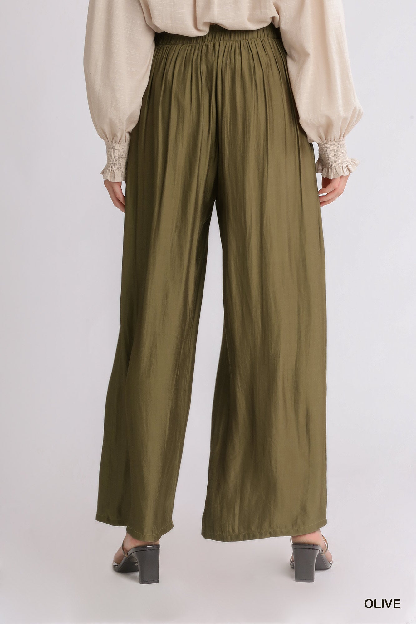 Umgee Wide Leg Elastic Waistband Pants