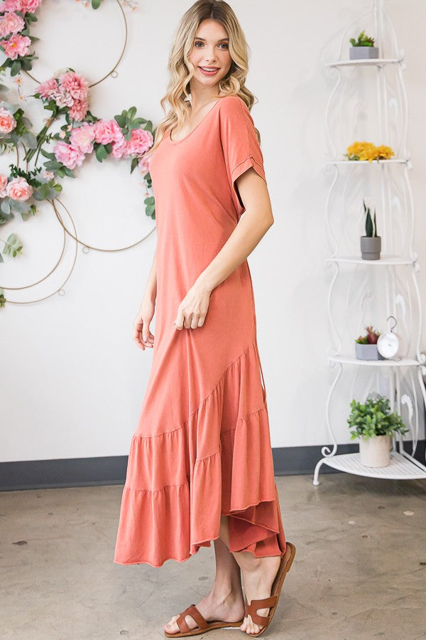 Oli & Hali Mineral Washed Maxi Solid Spaghetti Strap Dress