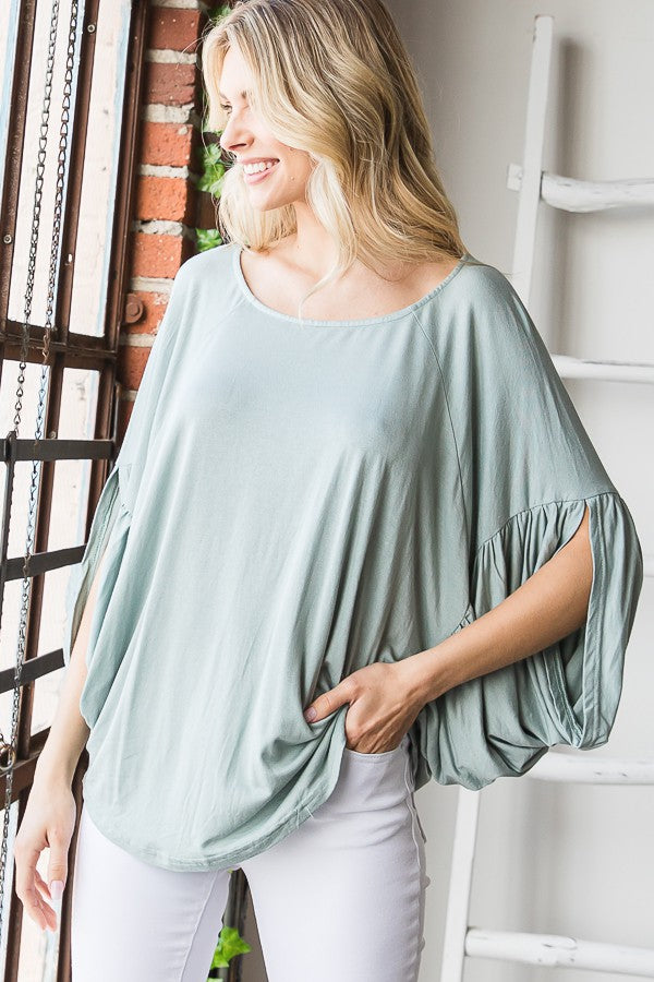 Oli & Hali Viscose Crepe Round Hem Top