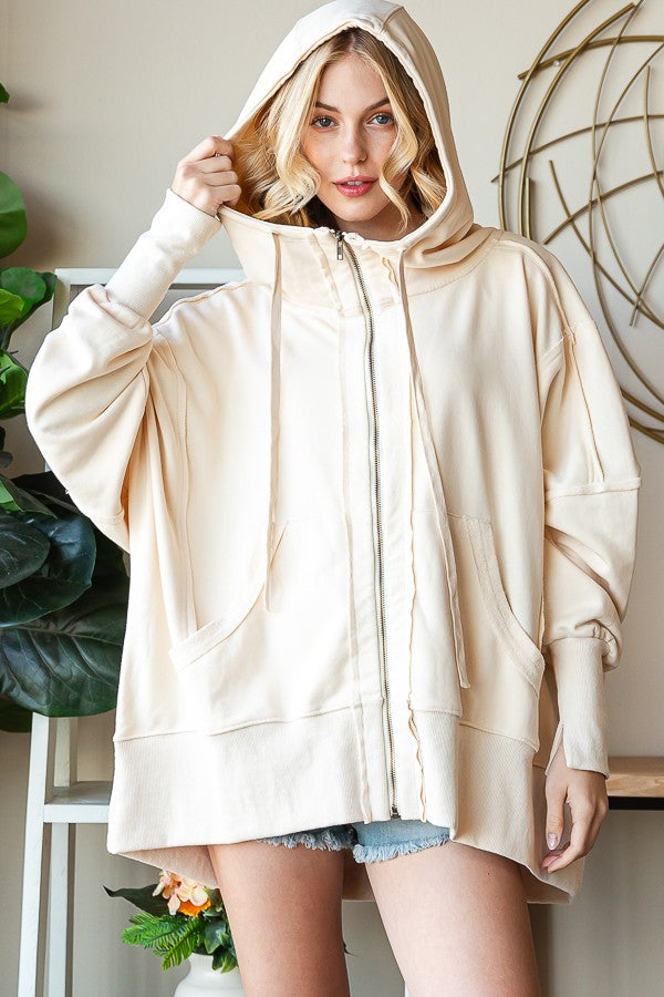 Oli & Hali Washed Hood Zip Up Jacket