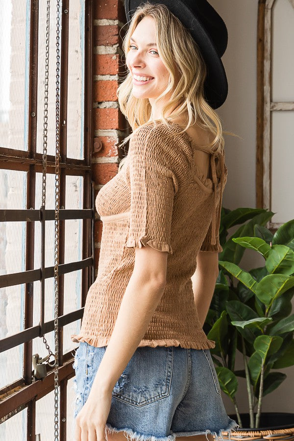 Oli & Hali Smocked Cut Out Relaxed Fit Top