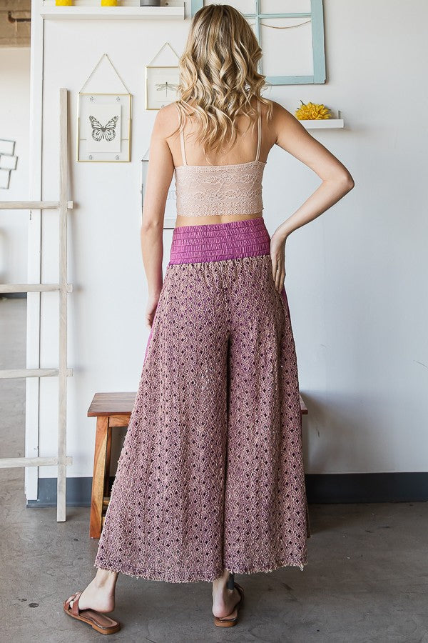 Oli & Hali Mineral Washed Lace Wide Pants