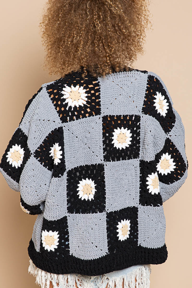 POL Hand Crochet Granny Square Color Block Cardigan - Roulhac Fashion Boutique
