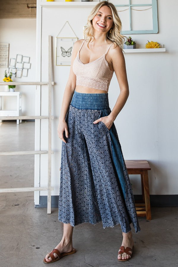 Oli & Hali Mineral Washed Lace Wide Pants