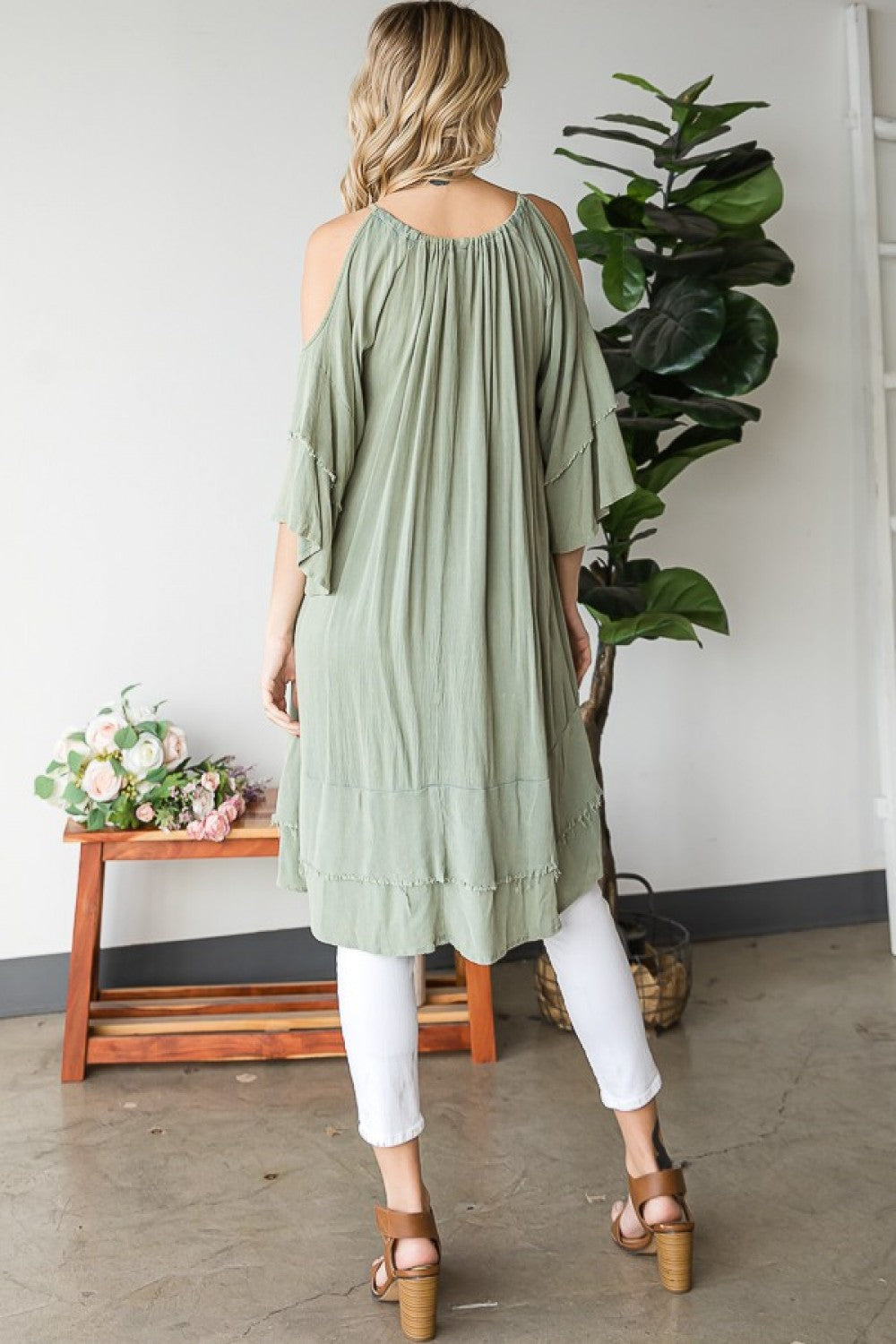 Oli & Hali Cold Shoulder Double Sleeve Dress