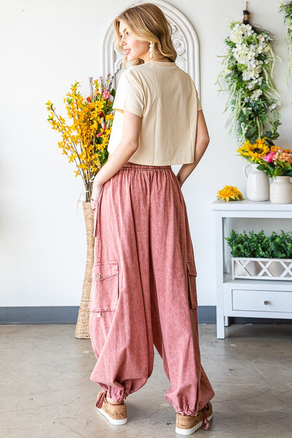 Oli & Hali Washed 3d Pocket Slouchy Wide Leg Pants