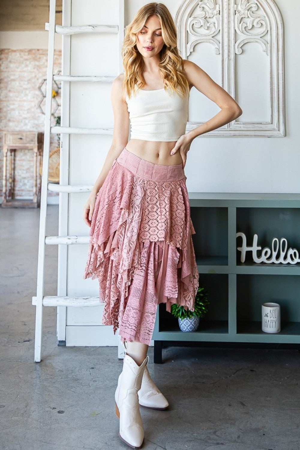 Oli & Hali Multi Lace Mixed Mid Skirt Pants
