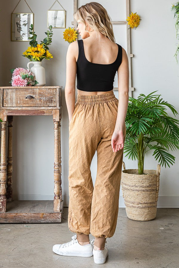 Oli & Hali Washed Quilt Stitched Jogger Pants