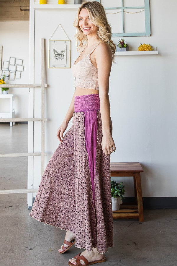 Oli & Hali Mineral Washed Lace Wide Pants