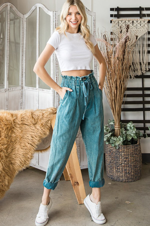 Oli & Hali Mineral Washed Elastic Band Waist Pants