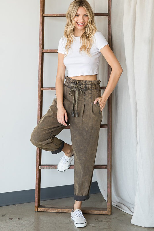 Oli & Hali Mineral Washed Elastic Band Waist Pants