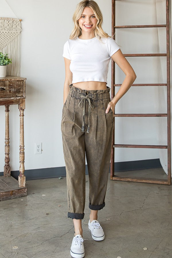 Oli & Hali Mineral Washed Elastic Band Waist Pants