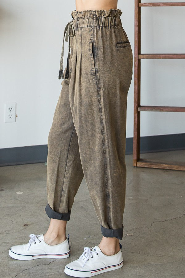 Oli & Hali Mineral Washed Elastic Band Waist Pants