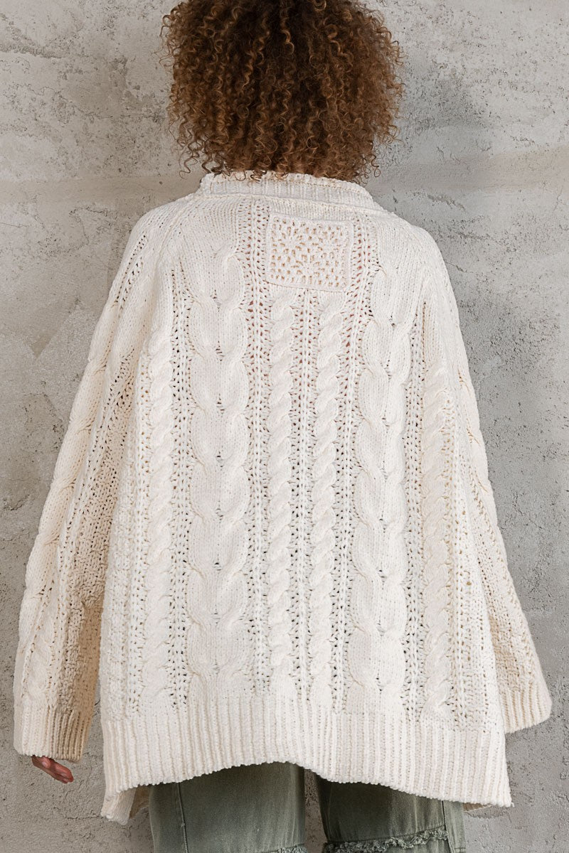 POL Open Front Side Slits Pockets Cardigan Sweater Top