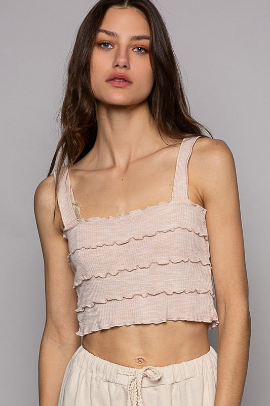 POL Merrow Edge Sleeveless Cropped Top