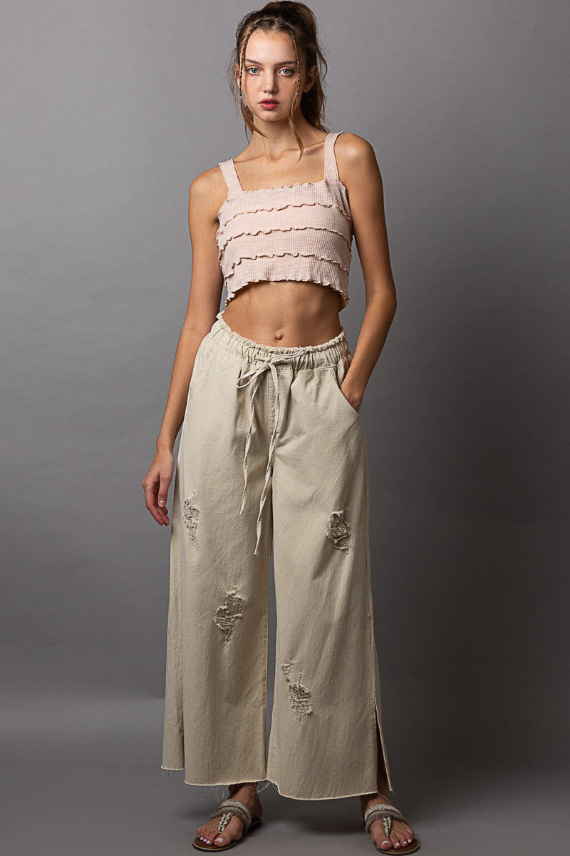 POL Merrow Edge Sleeveless Cropped Top