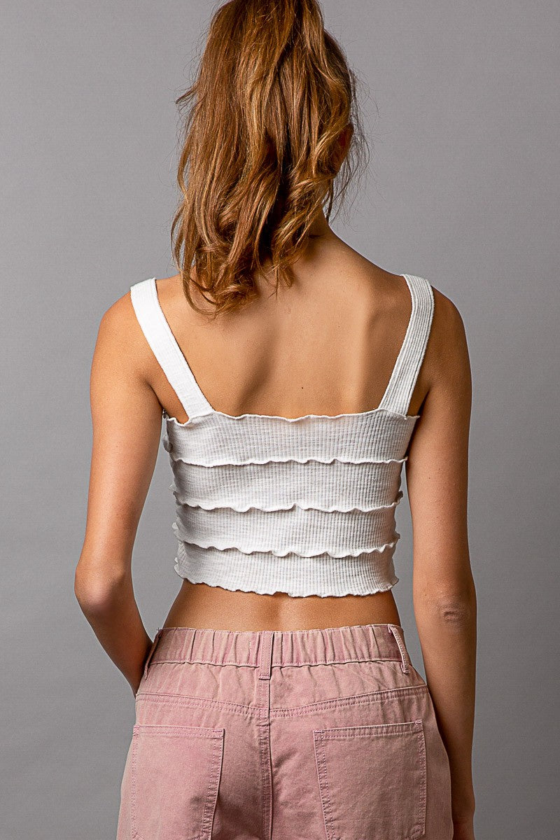 POL Merrow Edge Sleeveless Cropped Top