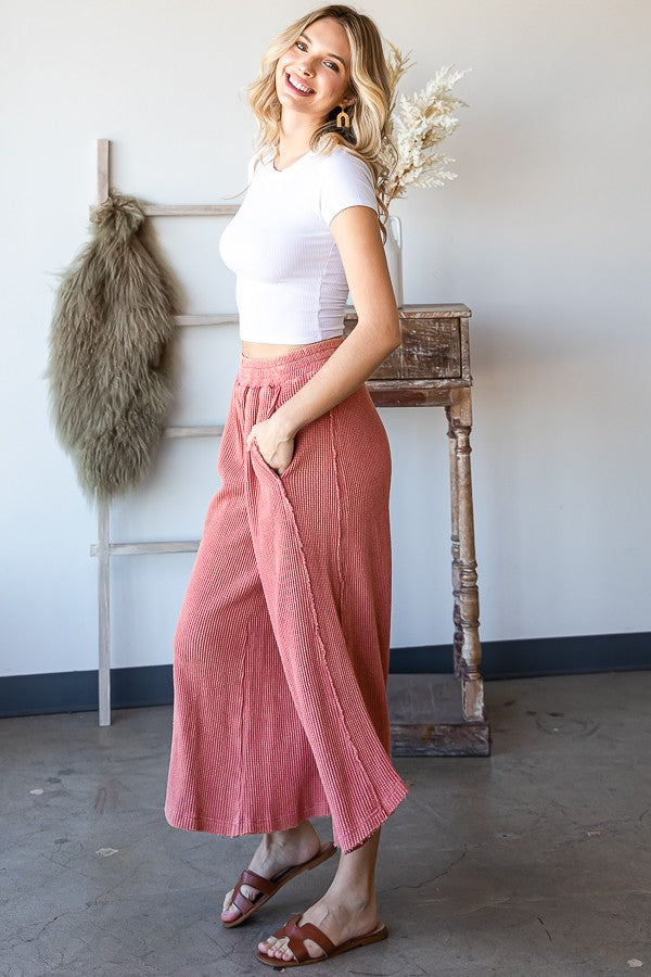 Oli & Hali Mineral Washed Elastic Waist Wide Leg Pants