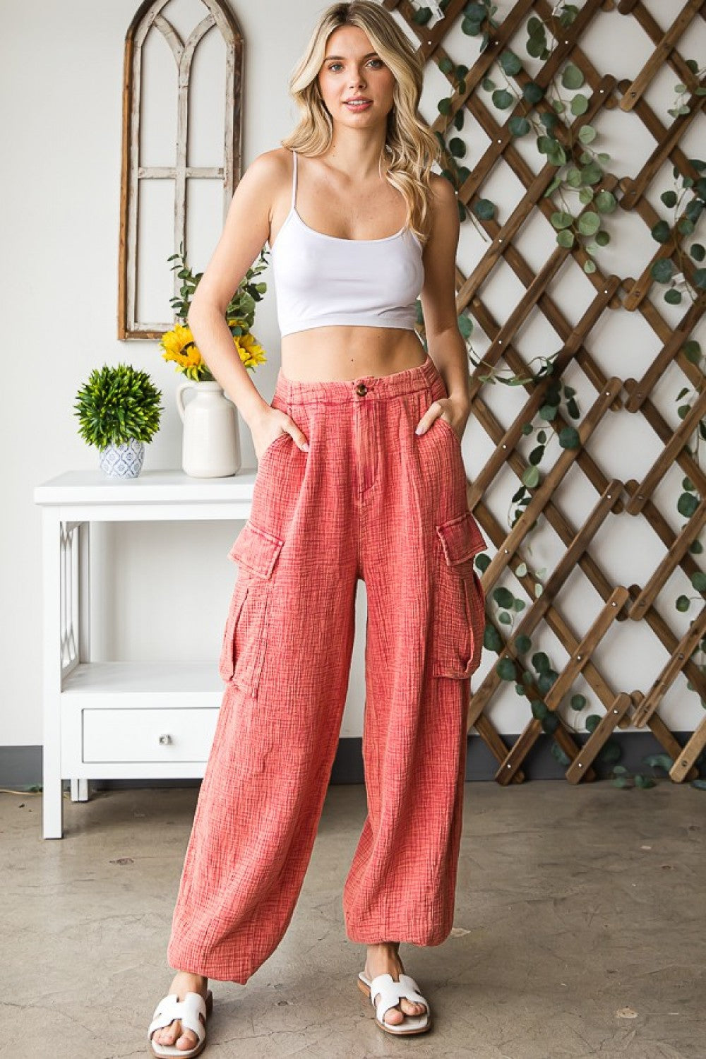 Oli & Hali Washed Baggy Cargo Relaxed Fit Pants