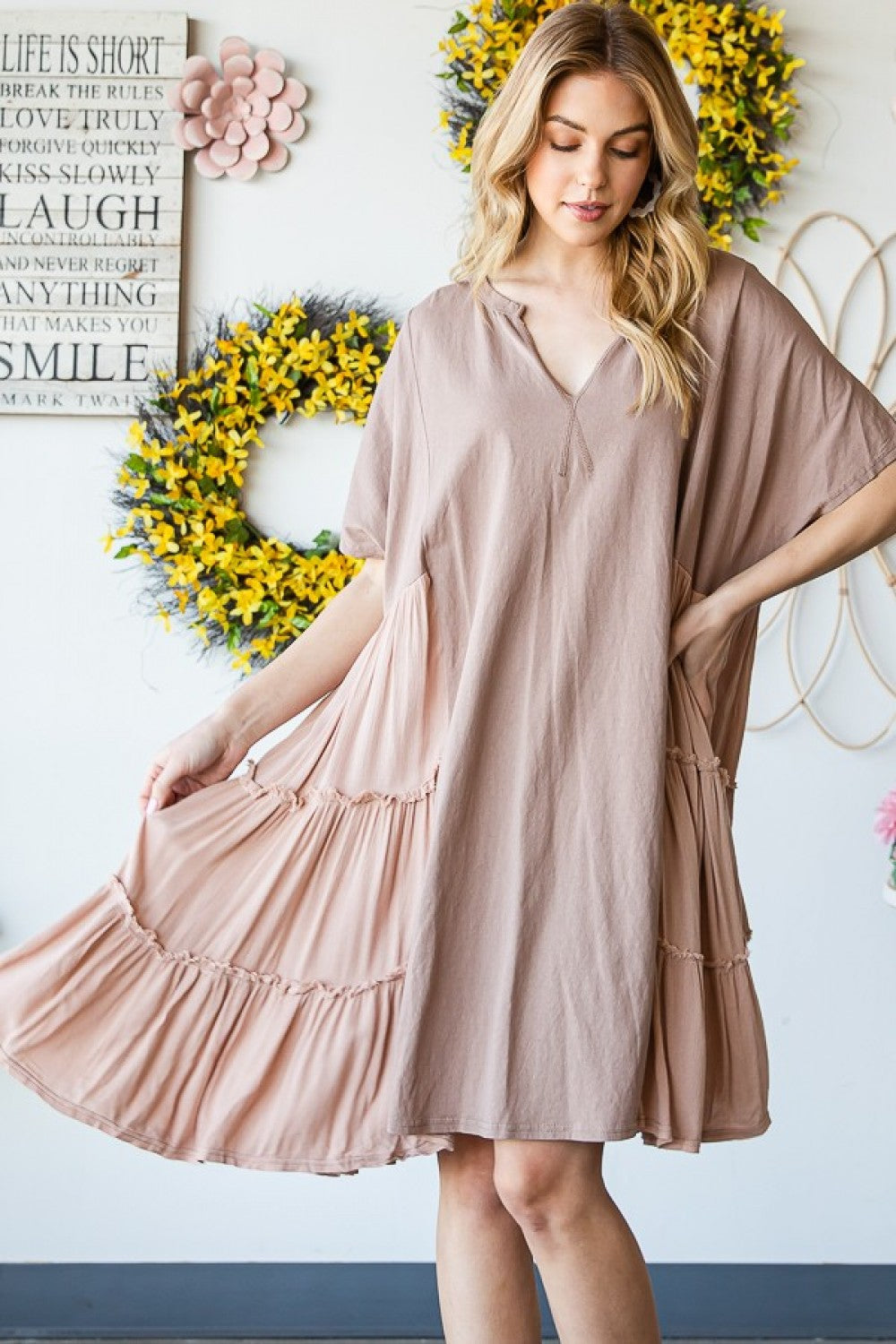 Oli & Hali Mineral Washed Tiered Back Dress