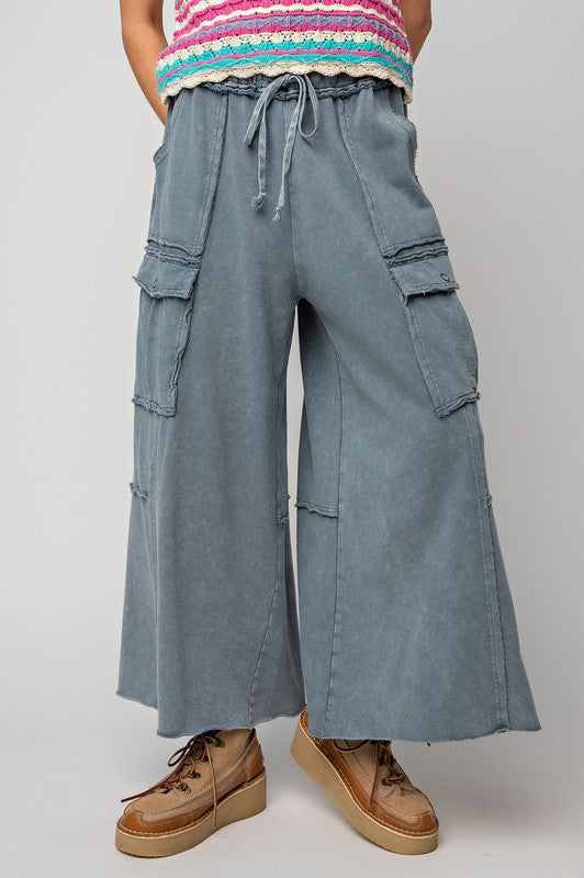 Easel Plus Size Mineral Washed Cargo Pants | Roulhac Fashion Boutique