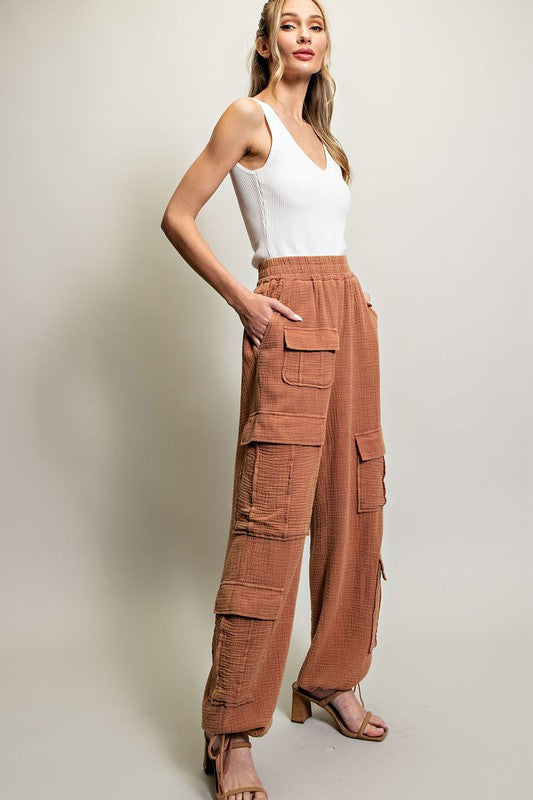 Eesome Mineral Washed Cotton Cargo Pants - Roulhac Fashion Boutique