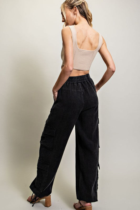 Eesome Mineral Washed Cotton Cargo Pants - Roulhac Fashion Boutique