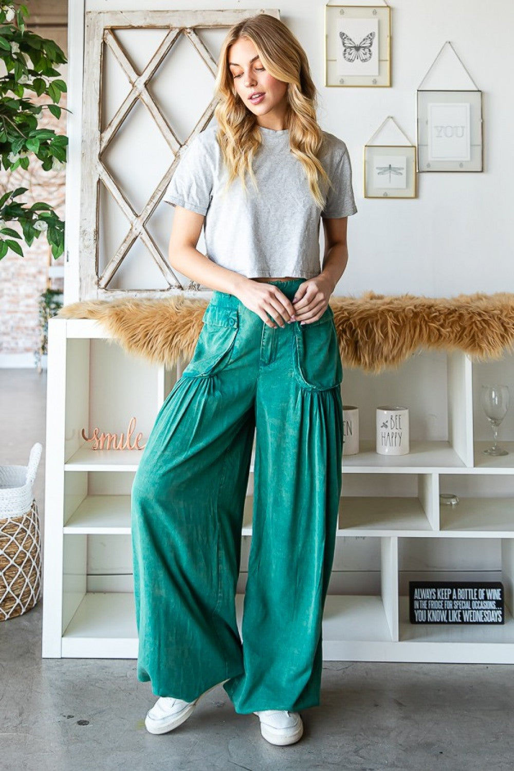 Oli & Hali Washed Color Tencel 3d Pocket Wide Pants