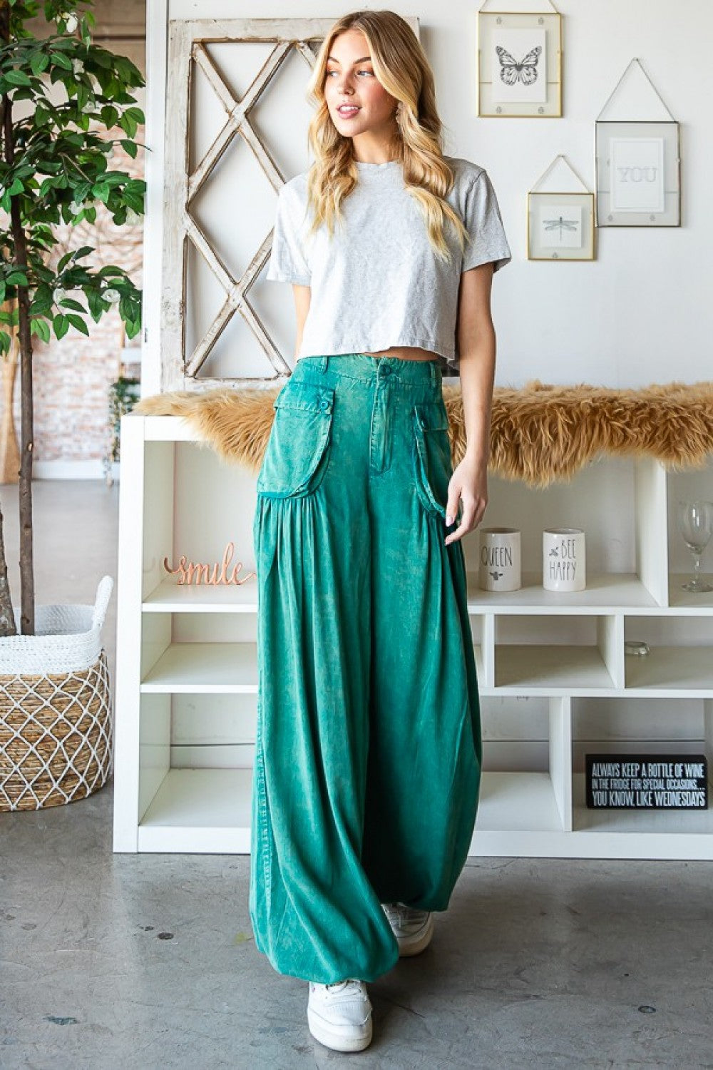 Oli & Hali Washed Color Tencel 3d Pocket Wide Pants