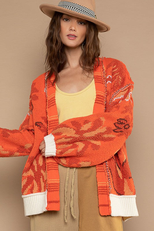 POL Berber Open Front Floral Print Cardigan Sweater - Roulhac Fashion Boutique